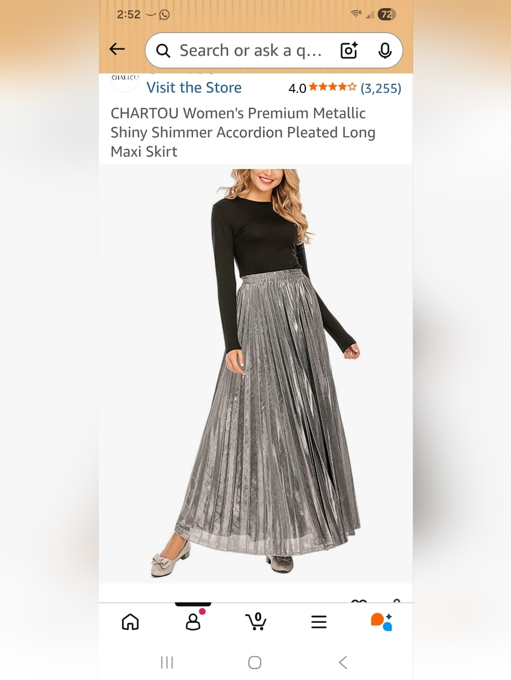 Women's Plus Size Silver Metallic Pleated Maxi Skirt